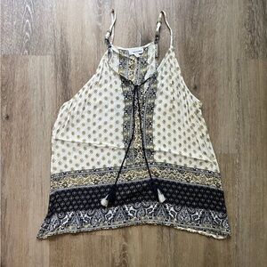 Patterned Halter Tank Top with Adjustable Straps